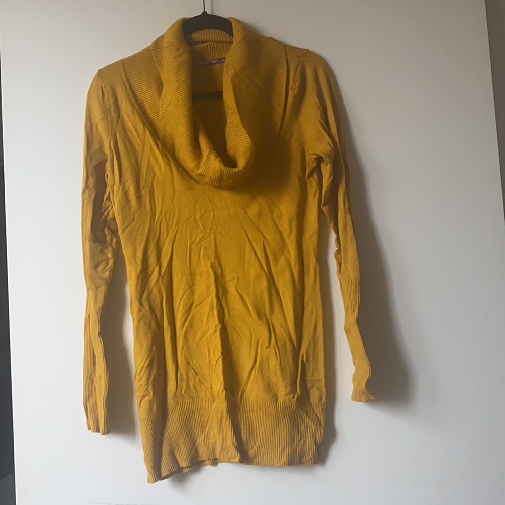 Cowl neck mustard sweater
